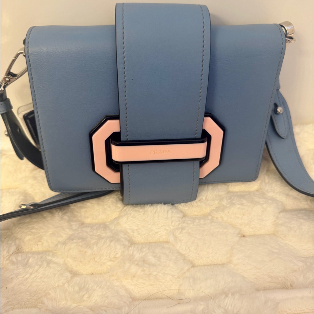 Prada City Calf Crossbody, Blue/Pink
